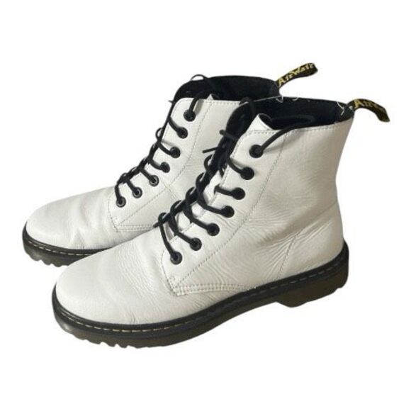 Dr. Martens Women Size 11 Luana White Black Boots Lace Up Combat Round Toe AW004 - Picture 10 of 11